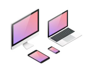 Illustration of desktop, laptop, tablet and mobile devices