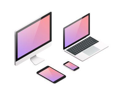 Illustration of desktop, laptop, tablet and mobile devices