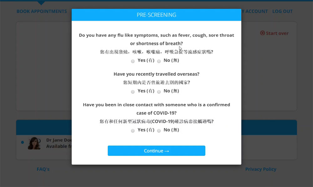 COVID-19 pre-screening